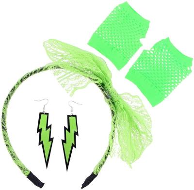 China Classic PESENAR Polyester Fiber Age Theme Party Gloves Earrings Hair Circles Three Pieces Set Fashion Hot Selling for sale