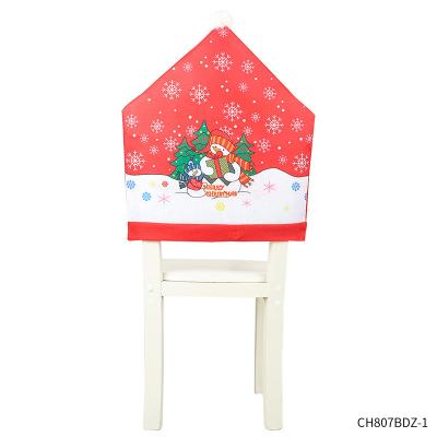 China PESENAR Fabric Themed Christmas Party Decoration Supplies Santa Print Tablecloth Chair Cover Decorative Absorbent Table Cloth for sale