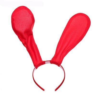 China Satin/Plush Rabbit Earring Head Variety Exaggerated Model Party Halloween Easter Hair Hoop Sexy Rabbit Ear Wool Head Circle for sale