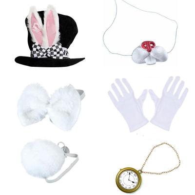 China Nostalgic Easter Rabbit Ear Hat Gloves Wall Watch Performance Bow Tie White Nose Tail Rabbit Polyester Fiber Cosplay Set Party Supplies for sale