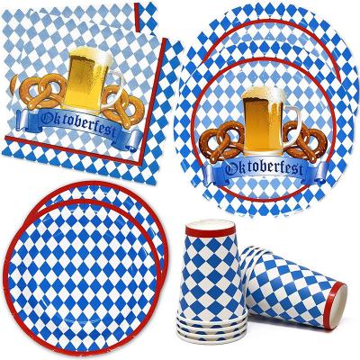 China PESENAR Oktoberfest Festival Theme Party Paper Decorations Oktoberfest Paper Tableware Set Disposable and Table Decorations for sale