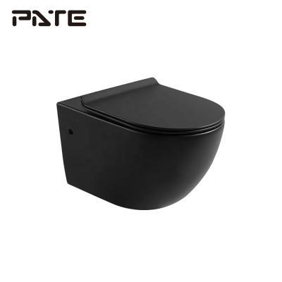 China Good Quality Matte Black Color Sanitary Ware Concealed Cistern Wall Hung Toilet for sale