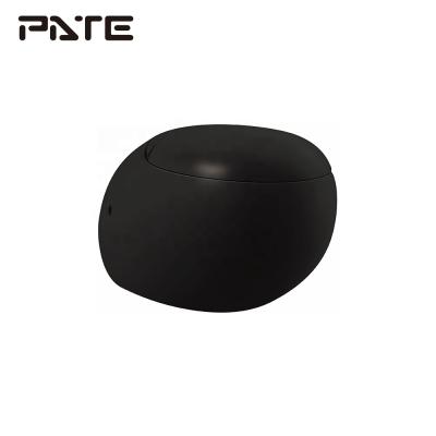 China Round Wall Mounted Hidden Cistern Ceramic One Piece Matte Black P-trap Toilet for sale