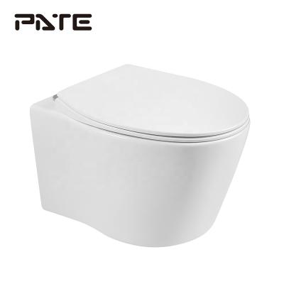 China Hidden Cistern P-trap Wall Hung Ceramic Toilet Bowl Seats Bathroom for sale