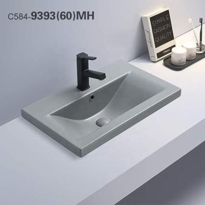 China Classic Eco-Friendly Cabinet Gray Rectangular Ceramic Wash Basin for sale