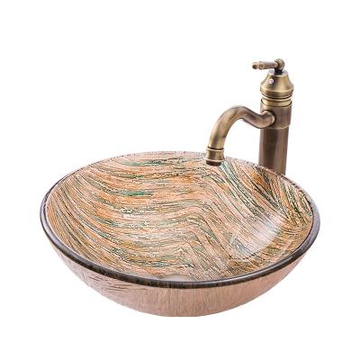 China Best Selling Contemporary Countertops Around Crystal Glass Wash Art Basin for sale