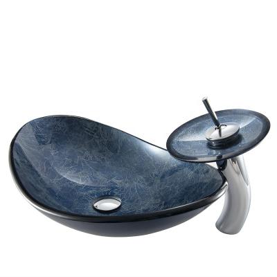 China Contemporary Modern Dark Crystal Glass Bathroom Sinks Wash Basin for sale