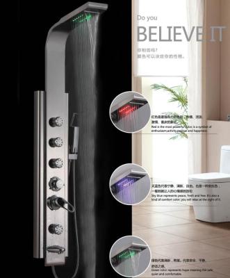 China Without Sliding Bar Bathroom Bath Rain Shower Column Set Thermostatic Stainless Steel Shower Panel for sale