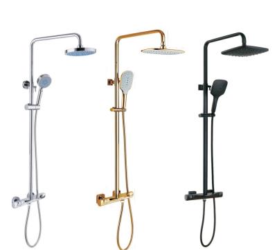 China With Slide Bar Bathroom Chrome Color Copper Shower Thermostatic Function Brass Shower Mixer for sale