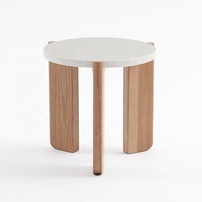 China Latest Extendable Modern Cafe Scenography Modern Solid Round Small Coffee Table for sale