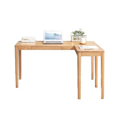 China Durable Solid Wood L Shape Desk With Drawer Double Direction Luxury Wooden Table For Kids And Parents Reading Office Room Furniture for sale