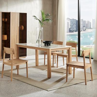 China Rectangular Dining Table in Durable Solid Wood Ash Wood Dining Room Table and Rock Dish Table Top with 4 Solid Wood Dining Chairs for sale