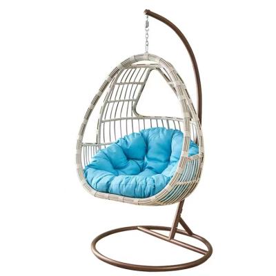 China Modern Casual Outdoor Hanging Single Chair PE Rattan Wicker Swing Chair In Outdoor for sale