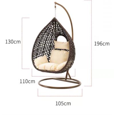 China Modern Outdoor Double Seat Garden Furniture Rattan Patio Swings Hanging Egg Chair with Optional Stand PE Rattan Metal Wicker Pipe for sale