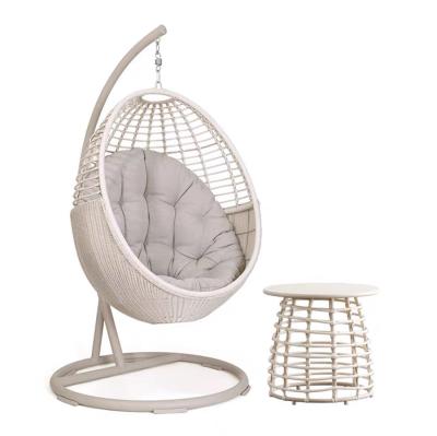 China Hot Sale Modern Rattan Furniture Outdoor Balcony Egg Shaped Rattan Metal Hanging Swing Chair Patio Chair Modern Outdoor PE Wicker Pipe for sale