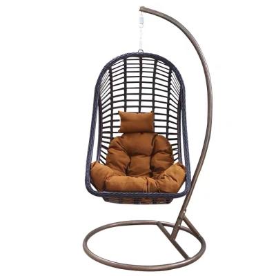 China Modern Casual Outdoor Hanging Single Chair PE Rattan Wicker Swing Chair for sale