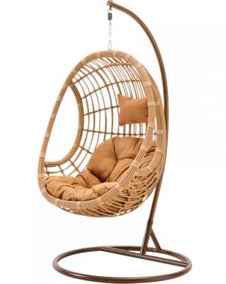 China Contemporary Promotional Outdoor PE Rattan Egg Hanging Chair With Steel Stand for sale