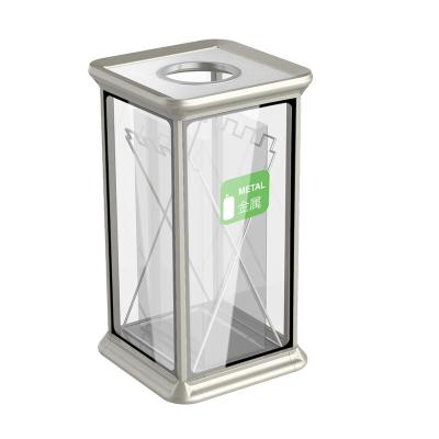 China Sustainable High Quality Aluminum Transparent Waste Bin Bin Recycling Bin for sale