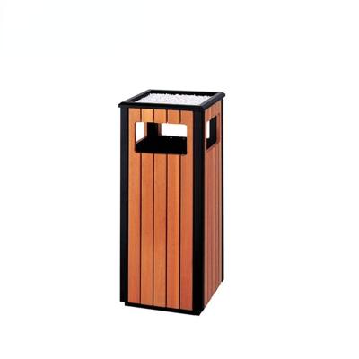 China Sustainable Outdoor Wooden Waste Bin Ashtray Top Litter Bin For Street Garden for sale