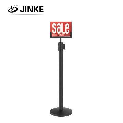 China ID Floor Stand Reception Metal Queue Pole Crowd Control Stand Sign Holder for sale