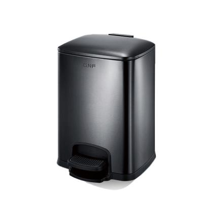 China Viable Metal 30L Black Hotel Step Pedal Waste Bin Stainless Steel Square Waste Bin Supplier On Foot for sale