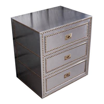 China Aluminum Side Table With Drawer High Density Aluminum Skin Vintage Aluminum Board Fashion Design Side Table for sale