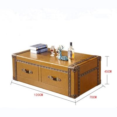 China Best-selling Industrial Style MDF Skin Aluminum Coffee Table Vintage Style Aluminum Coffee Table Vintage Industrial Aluminum Leather for sale