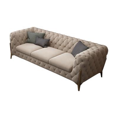 China Home Office Tufted Sofa Frame Living Room Solid Wood Chesterfield Stainless Steel Sofa for sale