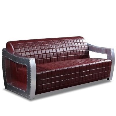 China Apartment Tufted Leather Aluminum Sofa Skin Villa Sofa Solid Wood Aluminum Sofa for sale