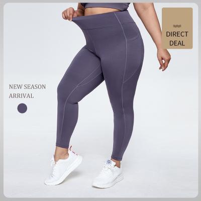 China Breathable 2021 Plus Sizes Breathable Pants Purple High Waist Stitched Pocket Sport Ladies Joggers Pants Womens Pants for sale