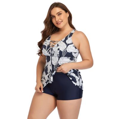 China Breathable Breathable Plus Size V Neck Strappy Two Piece Swimwear Modest Bathing Suits Tummy Control Swimwear With Boyshort Tankini for sale