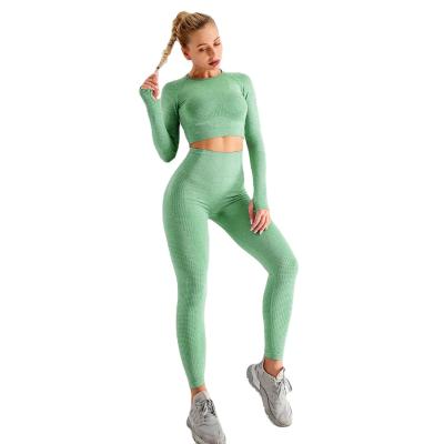 China New 5 Piece Breathable Seamless Yoga Suit Knit Croptop Bra Stretch Fitness Cuffs And Shorts Activewear Sets For Women for sale