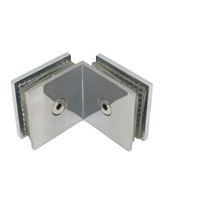 China Easy Installation Spider Routel Connector Btass Glass Clip Square Bevel Glass Door Hinge Clamp 90 Degree for sale