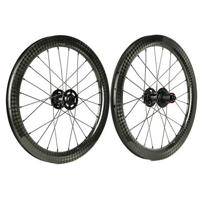 China BMX Carbon 406 Wheelset 38mm Depth Tubeless Folding Bicycle 20inch BMX Wheels 406 Bike Carbon Rim for sale