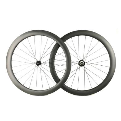 China Carbon Road Bicycles Wheelset 700c 25mm Tubeless Deep Rim Road Wheels With Powerway CT37 Disc Brake Hub 50mm Wide for sale