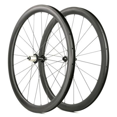 China Road Bikes 700c 45mm Carbon Wheels Basalt Brake 25mm Track Powerway R13 Hub 20/24H Bike Carbon Wheelset for sale