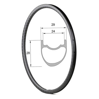 China Road Bikes 700C 28mm Hookless 29mm Width Gravel Cyclocross Carbon Road Bike 700c Cycle Rim for sale