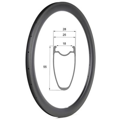 China Road Bikes 700c Road Bike Carbon Wheels 25mm Width Carbon Rims 55mm Tubeless Anvil Ready for sale