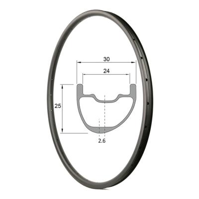 China Mountain Bikes Mountain Bike Rims 30mm Asymmetric Cross Country MTB Lightweight Carbon Hookless 29 Inch Bike Rims for sale