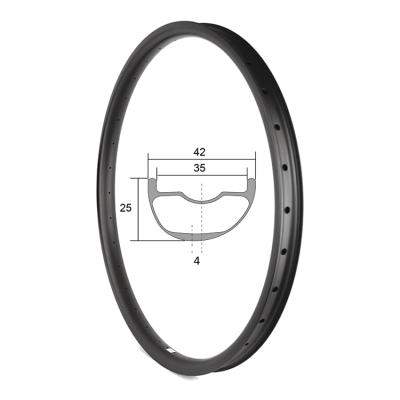 China Mountain Bikes Drag MTB rims 25mm Depth 42mm Width Asymmetric Bicycle Aro 29 Hookless MTB Carbon 29er Rims for sale