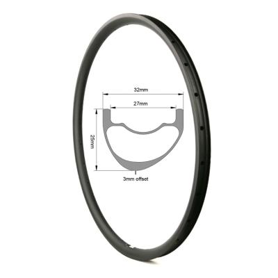 China Asymmetric Mountain Bike Carbon MTB Rim Set 27.5er 32mm Wide Mountain Bikes Carbon Rims 27.5 Tubeless for sale