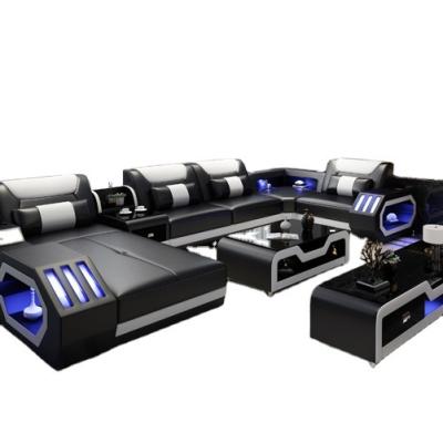 China CBMmart Convertible Super Modern Stylish Sofa Set With Led Top Leather Grain Living Room Sofa Set With Music 5/6/7/8/9/10 Seat Customized for sale