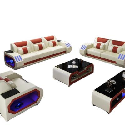 China CBMmart Convertible Recliner Leather Sofa Set With Arm And LED Lamps 3/4/5/6/7/8/9 Seats Super Modern Stylish Sectional Sofa Set for sale