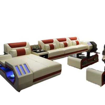 China CBMmart Convertible Modern Sofa Set Furniture Luxury Living Room Leather Sofa Set With USB Led Light Music Player for sale