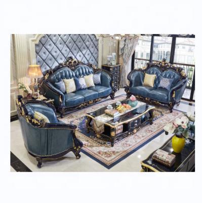 China CBMmart Convertible Luxury Blue Leather Sofa For Living Room Furniture Classic Couch for sale