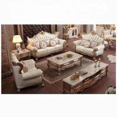 China CBMmart Victoria Classic Genuine Leather Convertible Style Sofa Living Room Furniture Vintage Couch Sofa Set for sale