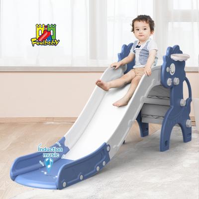 China 2-8 Years Old New Design Feelbaby Plastic Kids Kindergarten Play Toys Cheap Indoor Kids Slide On Sale for sale