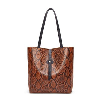 China Shoudler Handbag Snake Skin Tote Bag Cheap PU Shoulder Handbag For Women Fashionable Bag for sale