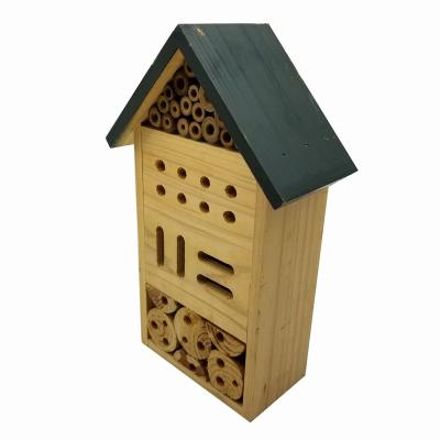 China HS-Hanging Sustainable Bamboo Wooden Insect Hotel Bee House For Gardens for sale