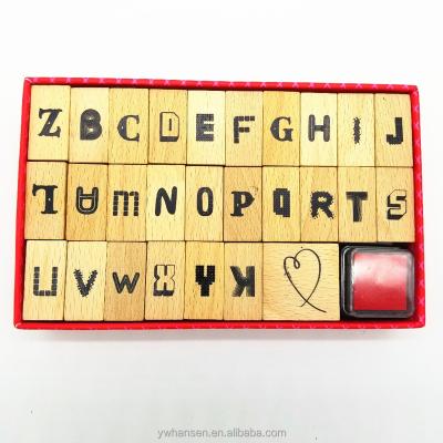 China HS-26 Pcs Wooden Alphabet Letter Number Stamp Set Eco - Friendly for sale